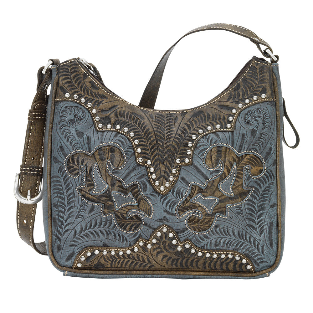 American West Handbag, Annie's Secret Collection, Shoulder Bag, Front Distressed Cream