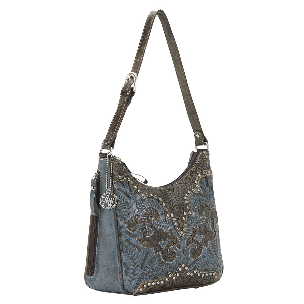 American West Handbag, Annie's Secret Collection, Shoulder Bag, Side, Denim Blue