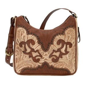 American West Handbag, Annie's Secret Collection, Shoulder Bag, Front Distressed Cream