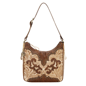 American West Handbag, Annie's Secret Collection, Shoulder Bag, Front Distressed Cream