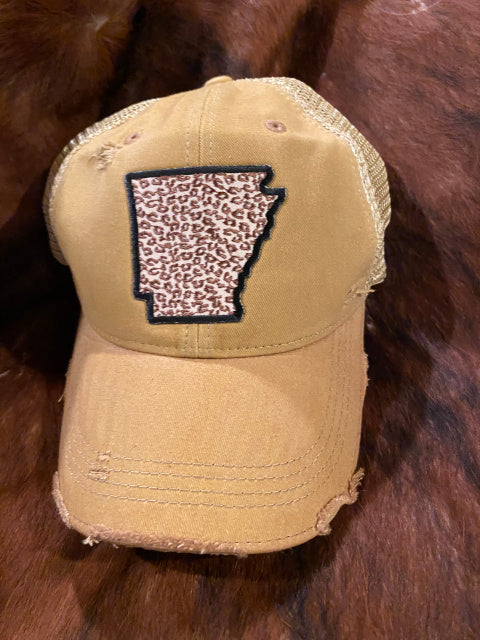 Original Cowgirl Clothing Cap Arkansas Leopard Mustard