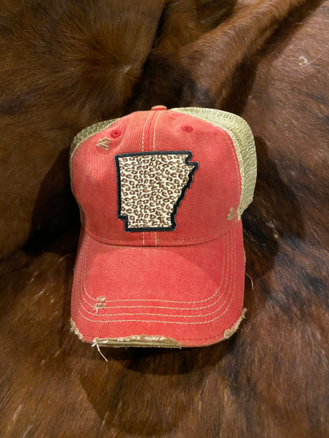 Original Cowgirl Clothing Cap Arkansas Leopard Red Wash