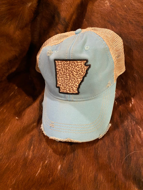 Original Cowgirl Clothing Cap Arkansas Leopard Blue