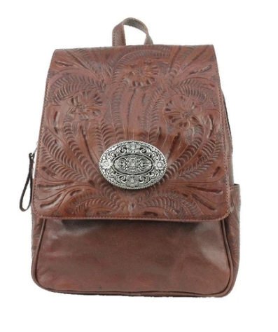 American West Lariats & Lace Leather Backpack Dark Brown