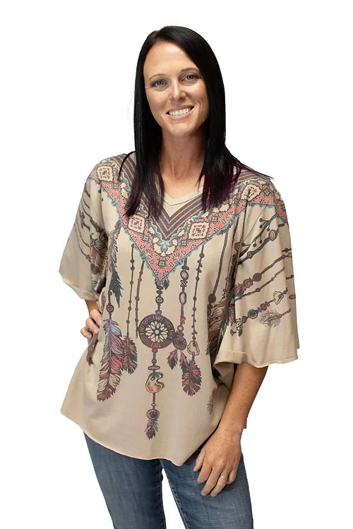 Liberty Wear Ladies' Feather Bead Pattern Poncho Front