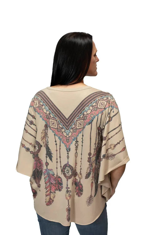 Liberty Wear Ladies' Feather Bead Pattern Poncho Front