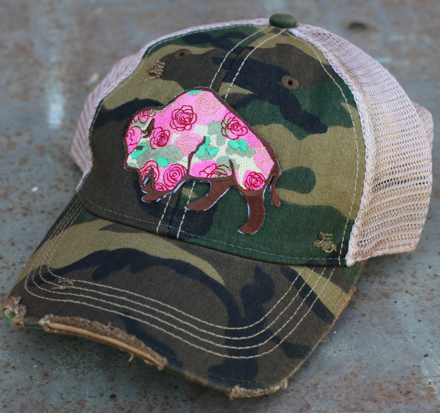 Original Cowgirl Clothing Ball Cap Buffalo Rose Camo #270626