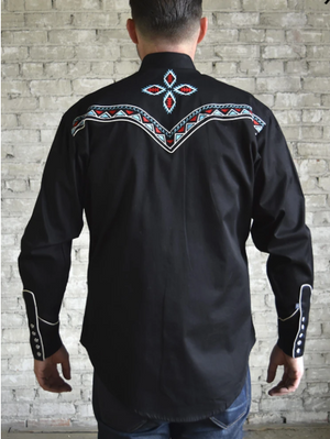 Rockmount Ranch Wear Men's Embroidered Shirt Native Inspired #176860 Back