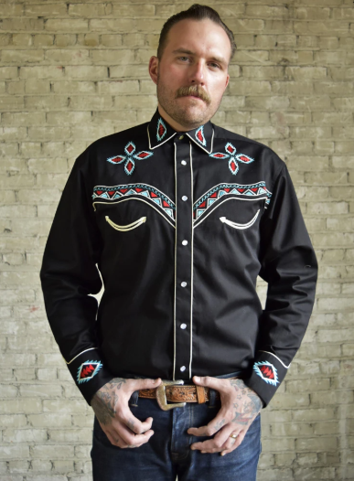 Rockmount Ranch Wear Men's Embroidered Shirt Native Inspired #176860 Front