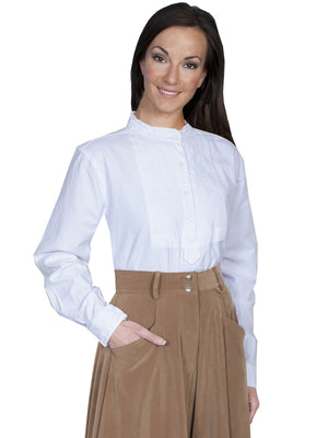 Scully Ladies Rangewear Blouse with Embroidered Bib White Front