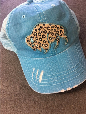 Original Cowgirl Clothing Trucker Cap Bison with Leopard Spots 