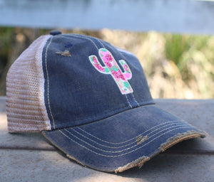 Original Cowgirl Clothing Cap Rose Cactus Navy Blue