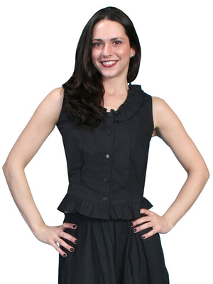 Scully Ladies Rangewear Cotton Camisole Black Button Front