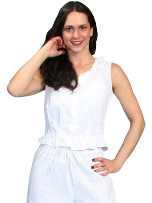 Scully Ladies Rangewear Cotton Camisole White Button Front