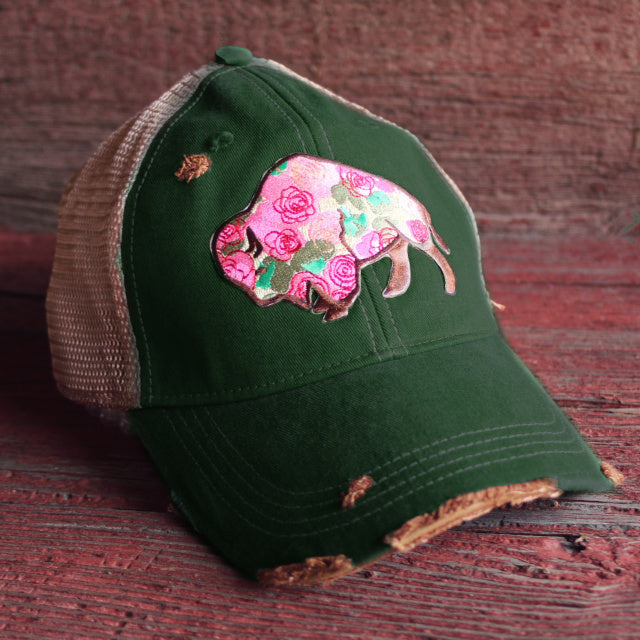 Original Cowgirl Clothing Ball Cap Buffalo Rose Prairie Grass  #270624