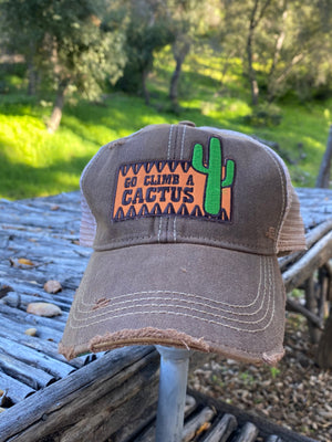 Original Cowgirl Clothing Ball Cap Go Climb A Cactus Vintage Chocolate #2702015