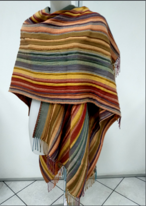 Rhonda Stark Italian Knit Shawl Serape Stripe Carnival