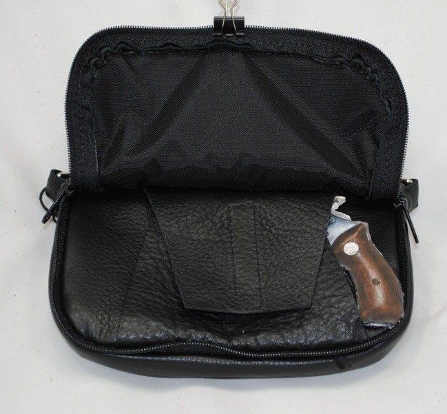Concealed Carry Hip Bag Coffee Bean Cowhide with Feather Lid Front