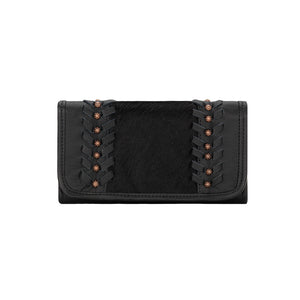 American West Handbag, Cow Town Collection, Tri-Fold Wallet, Front Black