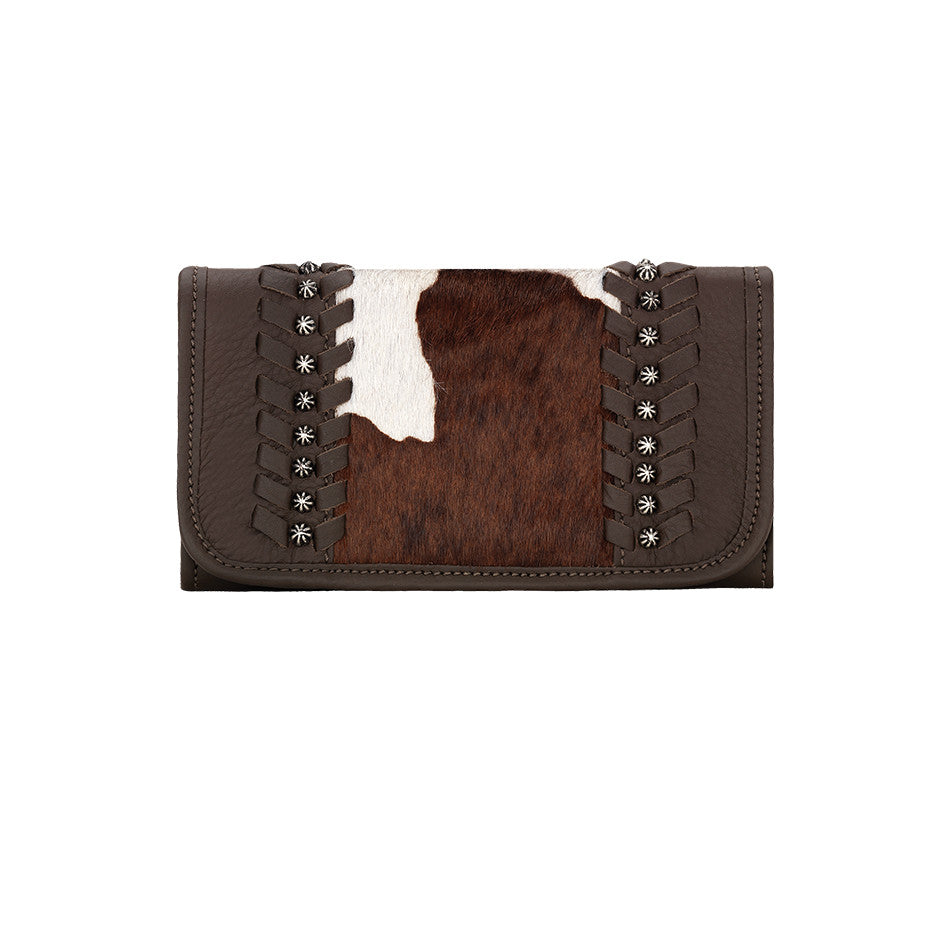American West Handbag, Cow Town Collection, Tri-Fold Wallet, Front, Two Tone