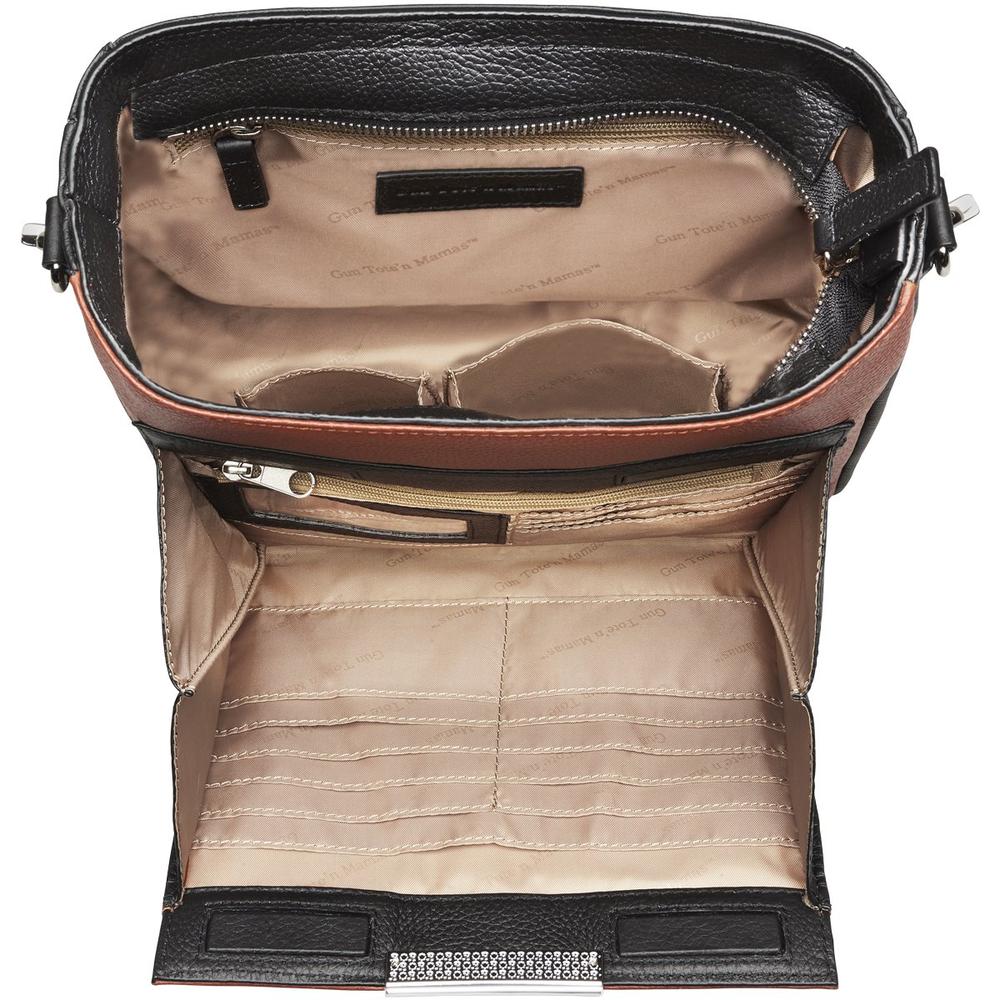 Concealed Carry Slim Crossbody Bag Cinnamon and Black Interior