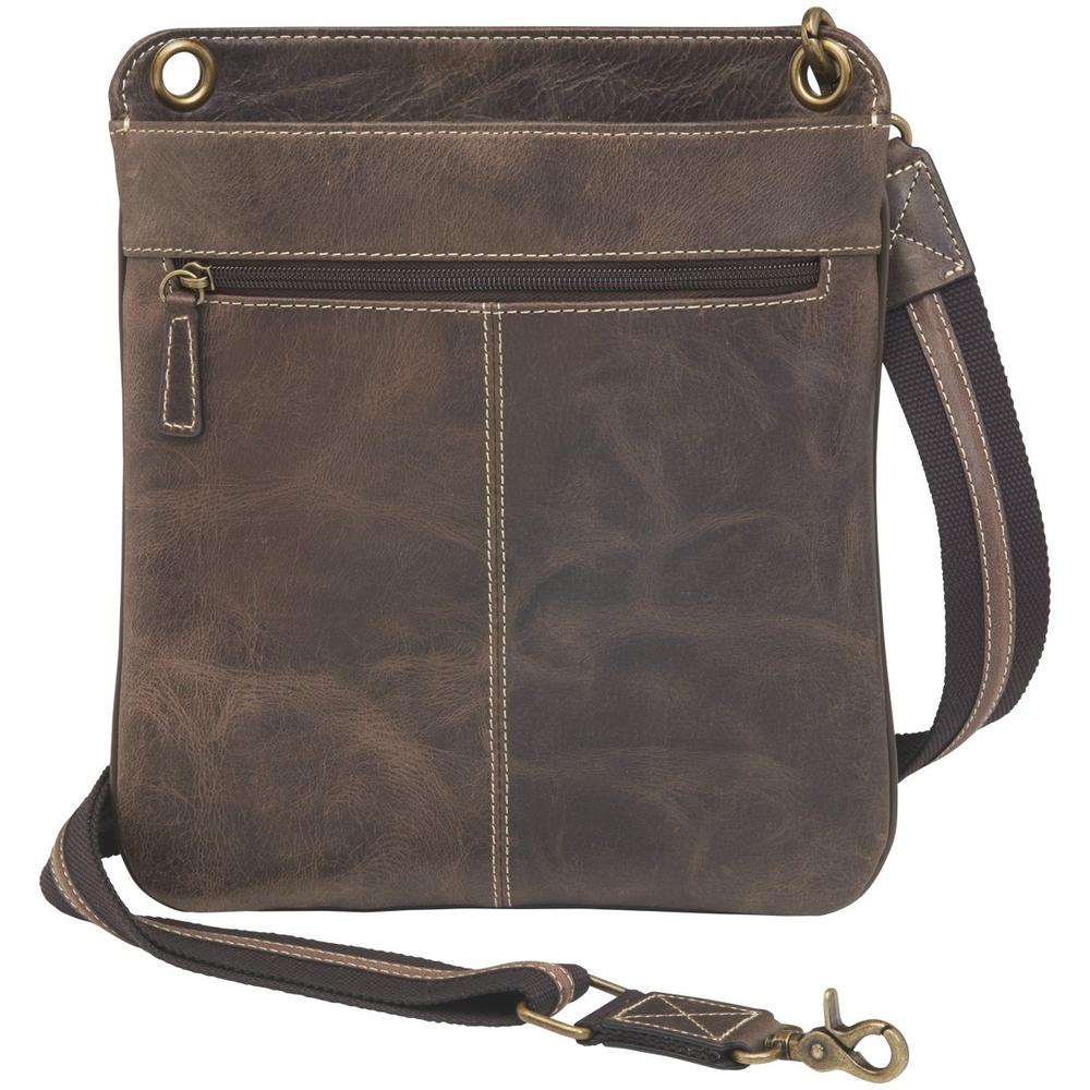 Concealed Cross Body Bag Distressed Brown Buffalo Leather Front