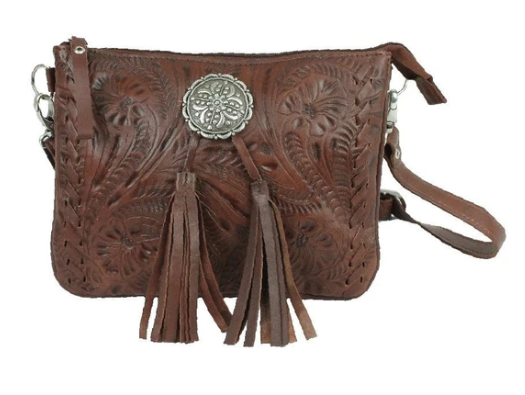 American West Lariats & Lace Collection Crossbody Multi Compartment Bag Dark Brown
