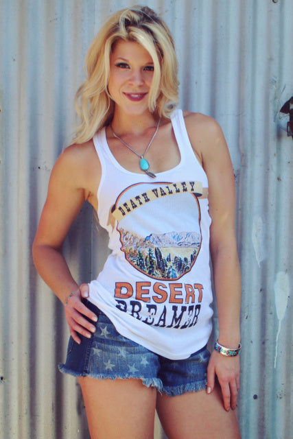 Original Cowgirl Clothing Tank Top Death Valley, Desert Dreamer Front