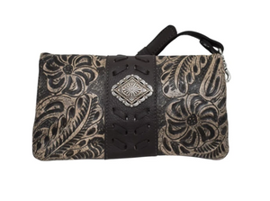 American West Grab and Go Foldover Crossbody Distressed Charcoal