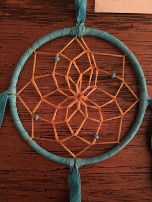 Authentic Navajo Dream Catcher 4" Turquoise Wrap Detail