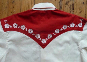 Vintage Inspired Western Shirt Men's Rockmount Ranch Wear Elvis Loving You Red Back
