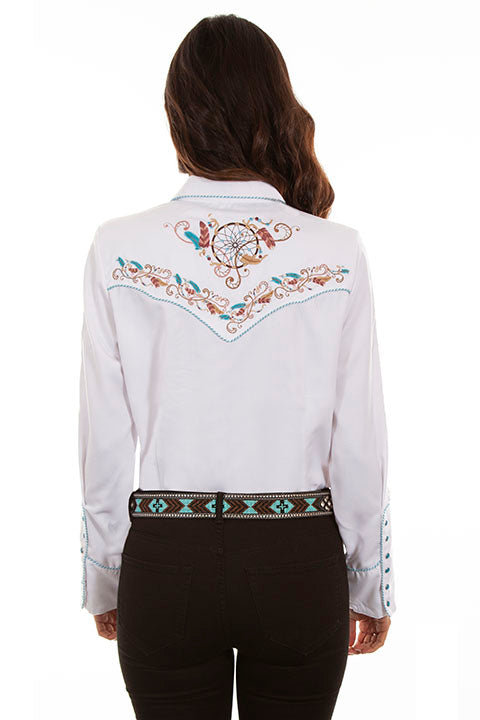 Scully Ladies' PL-877 Vintage Western Shirt Dream Weaver White Back