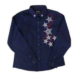 White Horse Apparel Women's Western Shirt with Star Burst Navy