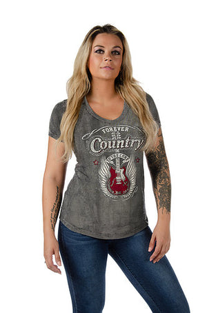 Liberty Wear Ladies' Top Forever Country #117150