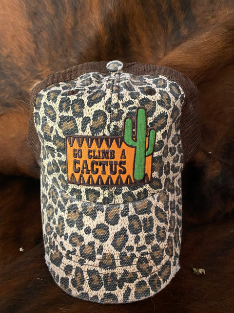 Original Cowgirl Clothing Ball Cap Go Climb A Cactus Leopard