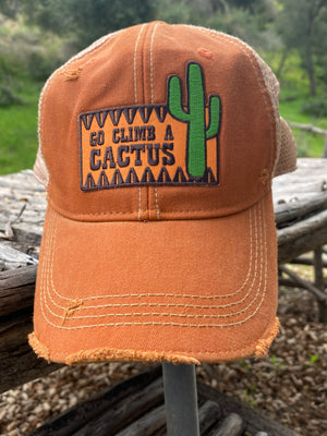 Original Cowgirl Clothing Ball Cap Go Climb A Cactus Vintage Burnt Orange  #2702014