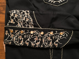 Vintage Inspired Western Shirt Ladies' Scully Two Tone Gold Embroidery Cuff