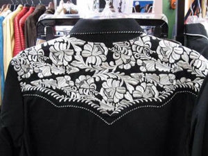 Vintage Inspired Western Shirt Ladies Scully Gunfighter Silver Black Back S-2XL