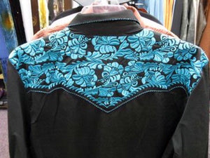 Vintage Inspired Western Shirt Mens Scully Gunfighter Turquoise Back S-4XL