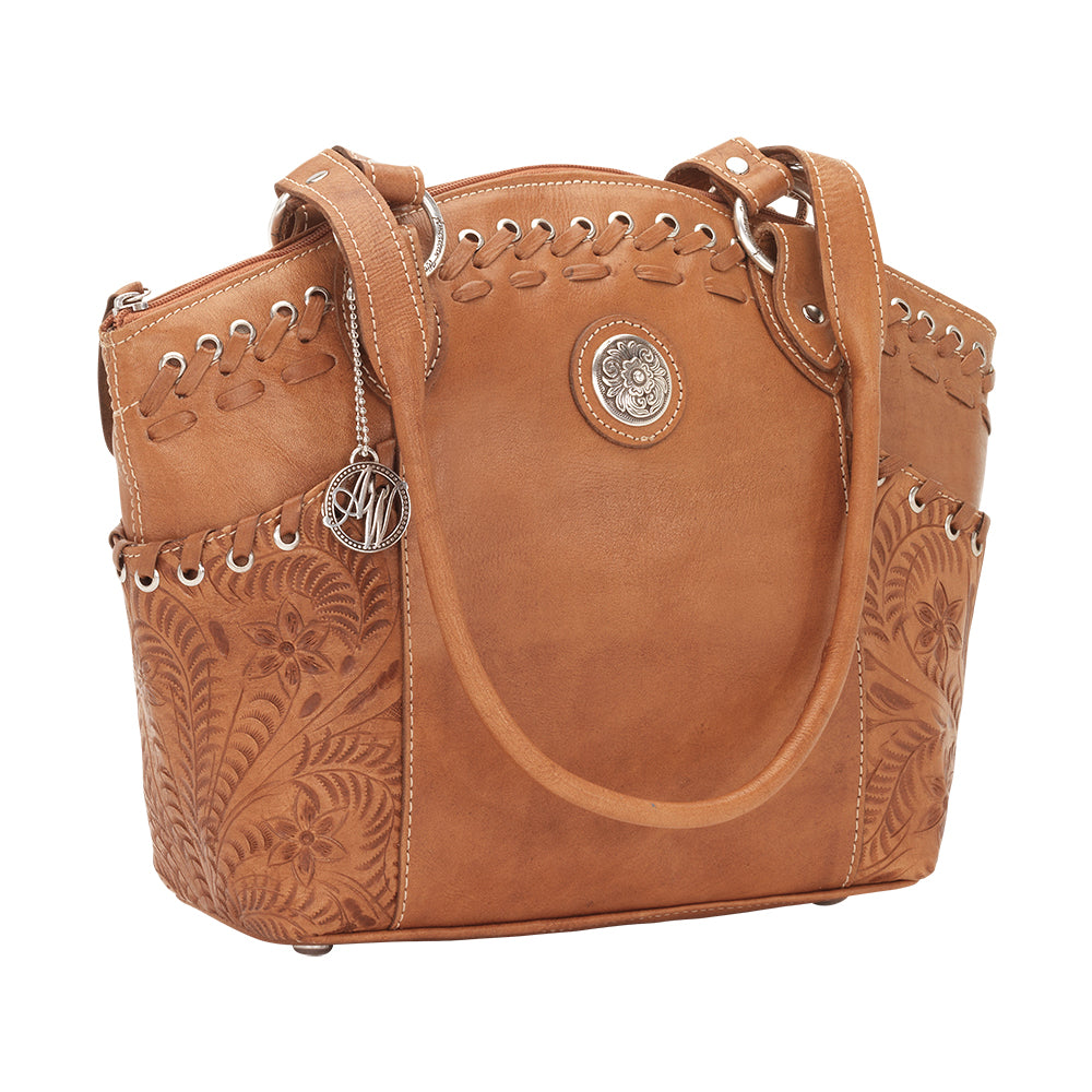 American West Handbag, Harvest Moon Collection, Zip Top Bucket Tote Side View