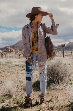Original Cowgirl Clothing Rockin' B Ranch Howdy Hi Lo Hemline Gold