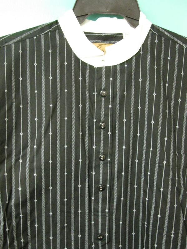Scully Men's Old West Rangewear Tombstone Collar Shirt Black with White Stripes Front
