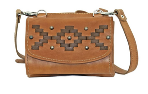 American West Handbag Tribal Weave Crossbody Golden Tan #4415982