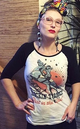 Original Cowgirl Clothing T-Shirt Vintage Rodeo Cowgirl Baseball Tee Front