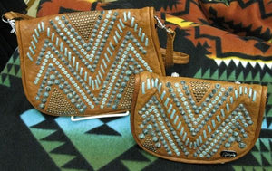 Kippys Saddle Leather Medium Belt Pouch Raw Stitch Turquoise Right Front