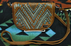Kippys Saddle Leather Medium Belt Pouch Raw Stitch Turquoise Front