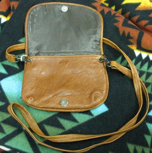 Kippys Large Belt Pouch Crossbody Bag Saddle Leather Turquoise Open