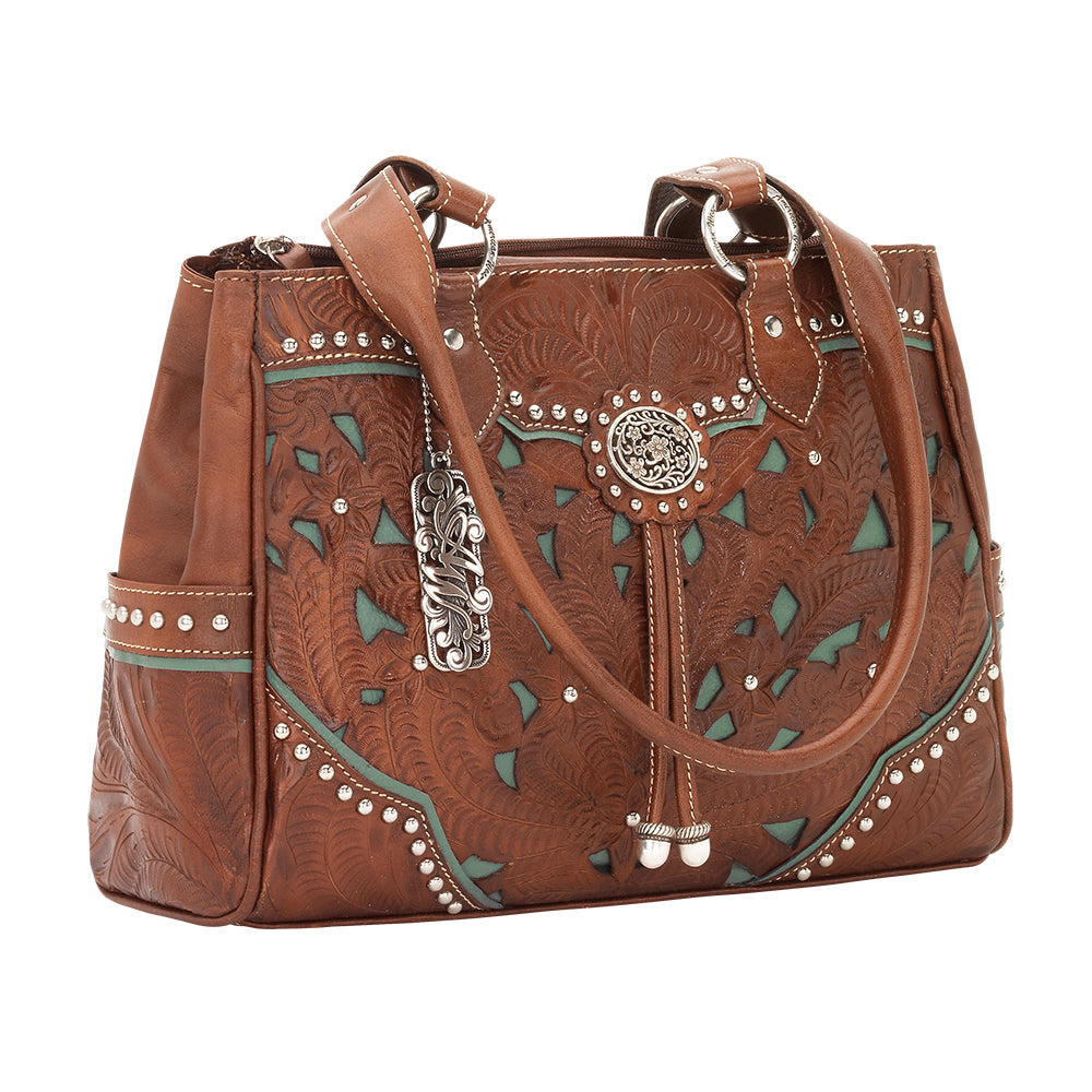 American West Lady Lace Multi Compartment Medium Brown Side View