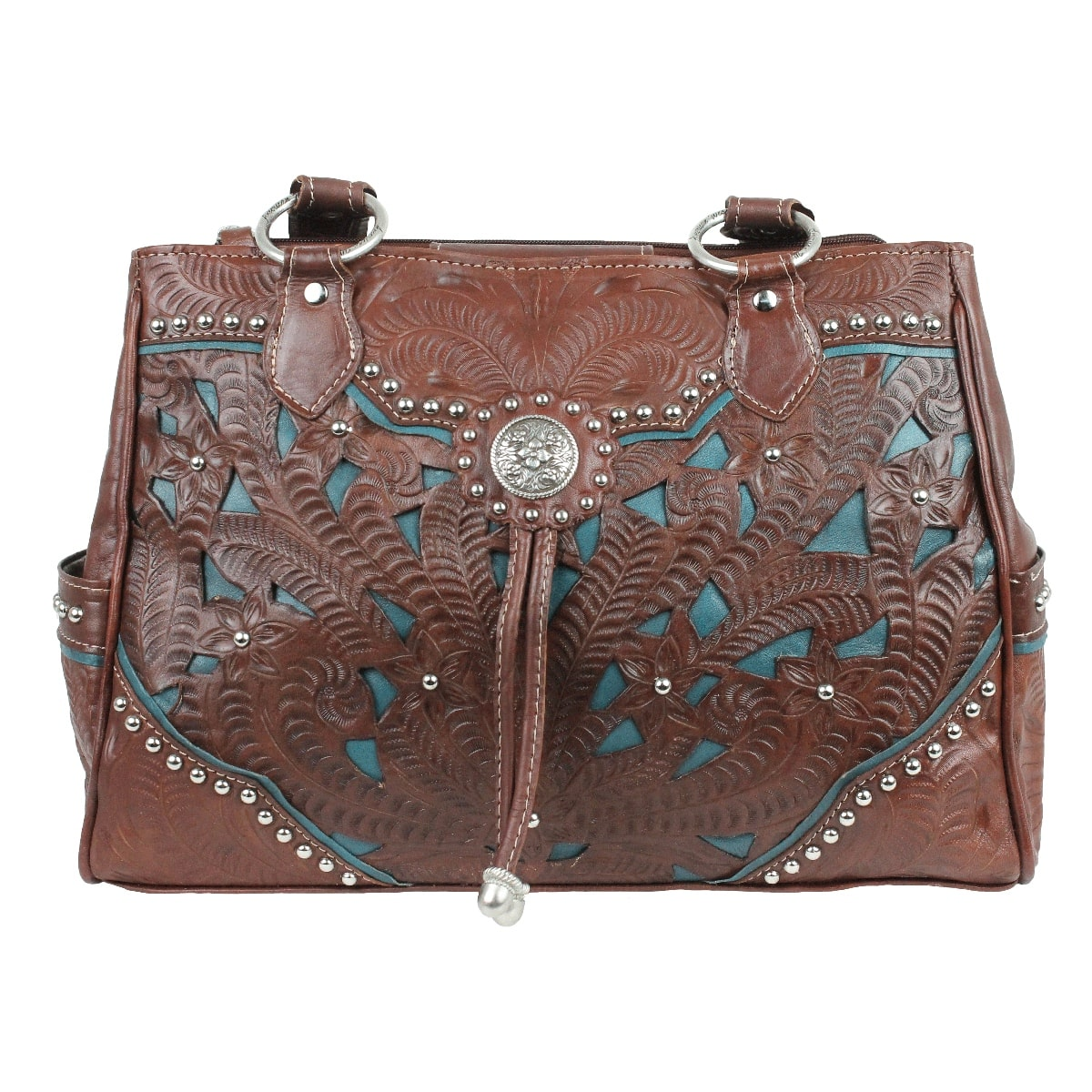 American West Lady Lace Multi Compartment Medium Brown Front