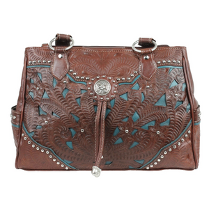 American West Lady Lace Multi Compartment Dark Brown Front